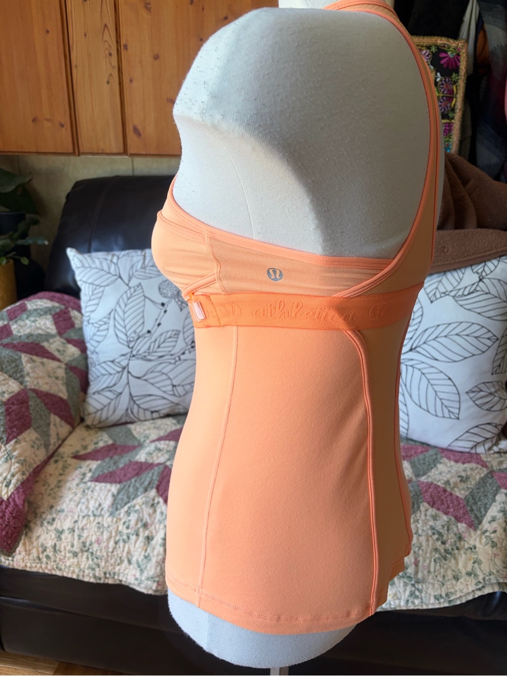 🍂2 for $15 Lululemon Athletica Orange All Out Tank Mesh Back Adjustable Bust Top - Picture 3 of 6